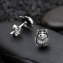 Load image into Gallery viewer, Sterling Silver Scarab Post Earrings 8x7mm
