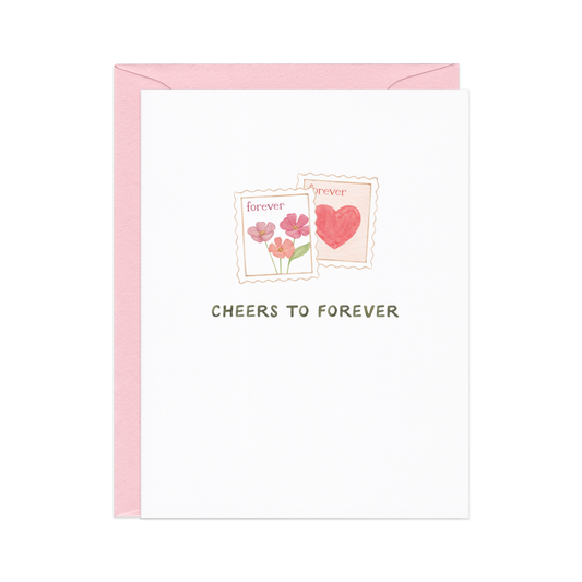 Cheers To Forever - Snail Mail Inspired Wedding Card