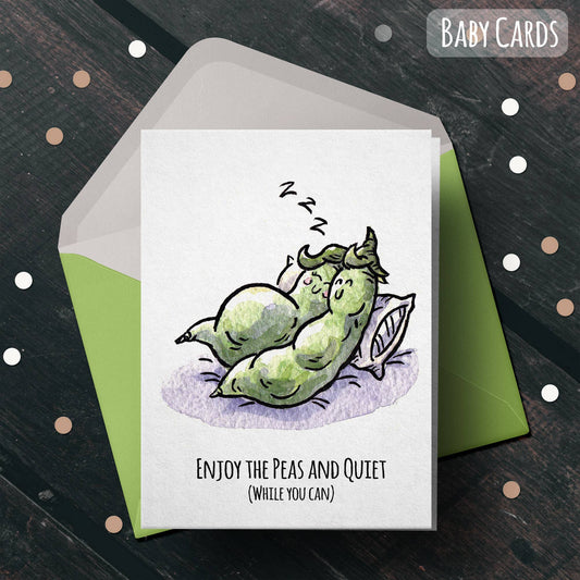 "Peas and Quiet" - Baby Shower, New Mom, Pregnancy Card