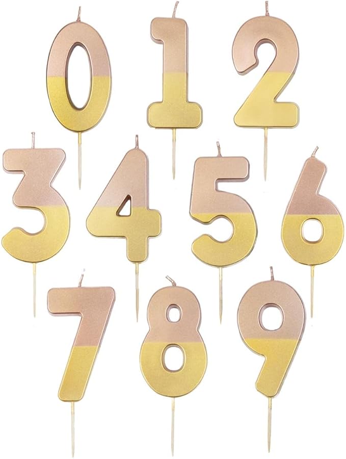 Number Candle - Rose Gold Dipped, 0-9