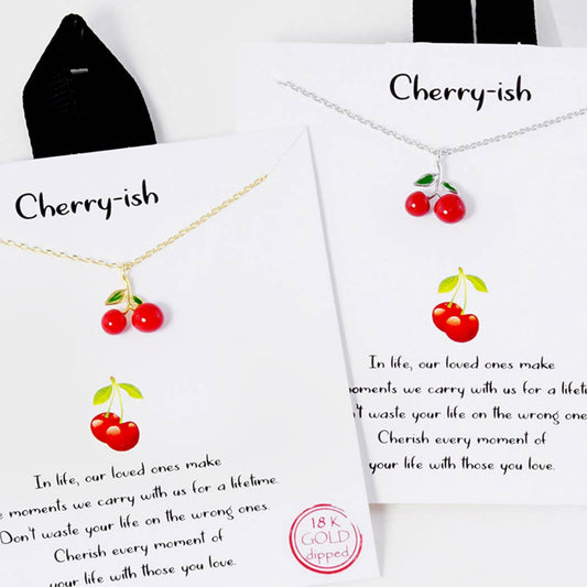 Cherry Figure Pendant Gold Dipped Necklace