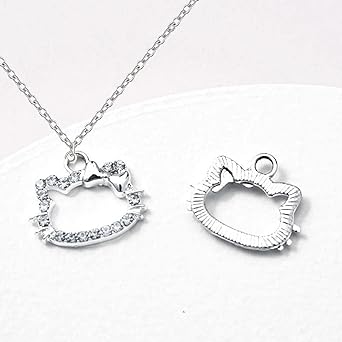 Hello Kitty Outline Crystal Silver Necklace - Front & Company: Gift Store