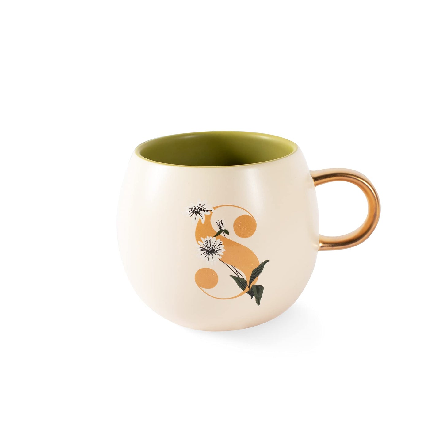 Monogram Floral Round Ceramic Mug 14oz