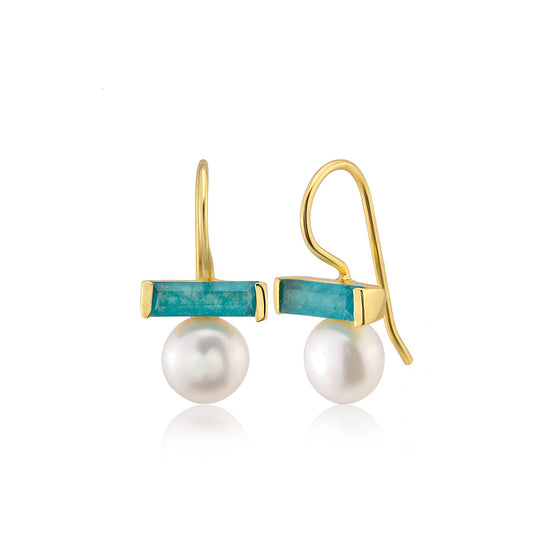 Jade and pearl drop earrings
