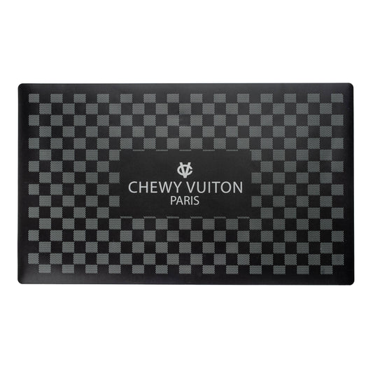 Black Checker Chewy Vuiton Placemat for Cat or Dog Bowl