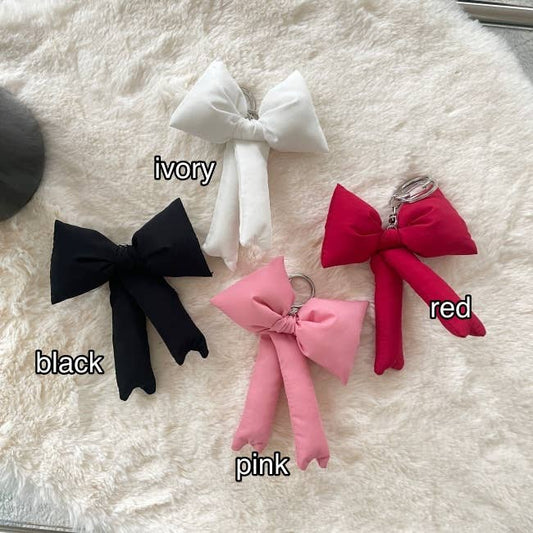[LISA]Puff Ribbon Balletcore Bow Bag Charm, Key Holder