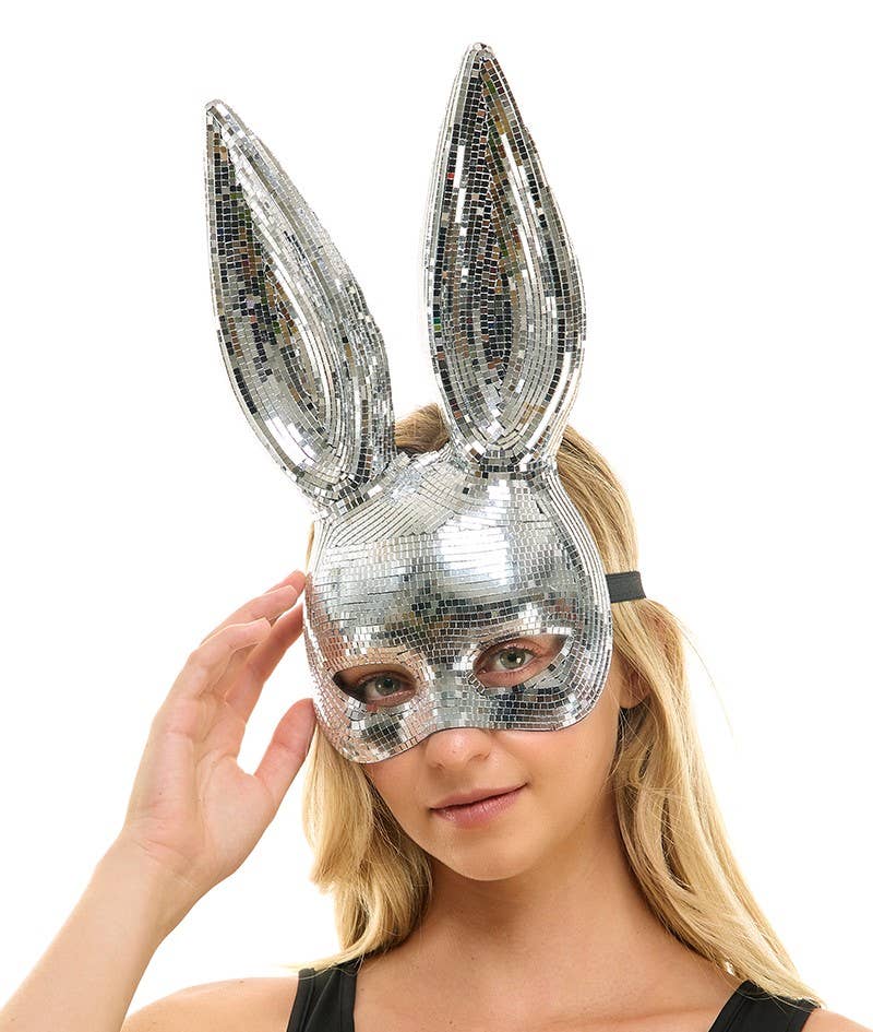 Silver Mirror Bunny Mask