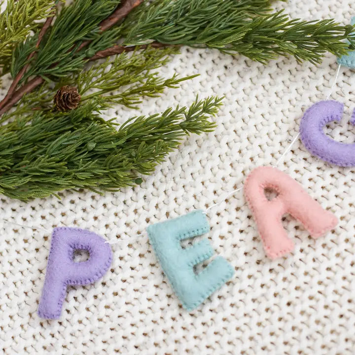Pastel Peace & Joy Felt Christmas Garland