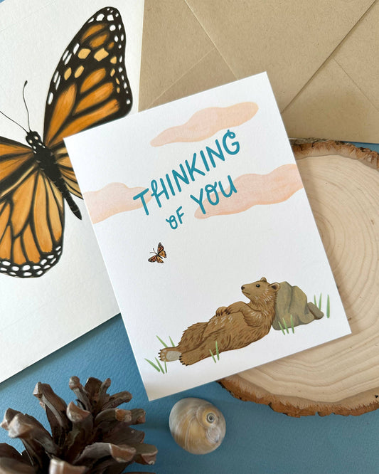 Bear and Monarch Butterfly Sympathy Card