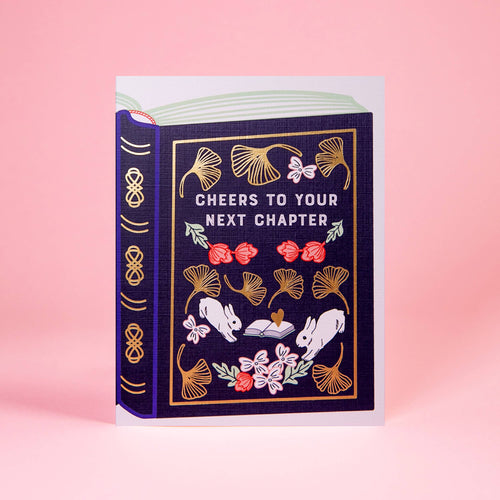 Next Chapter Book Congratulation Gold Foil A2 Greeting Card - Front & Company: Gift Store