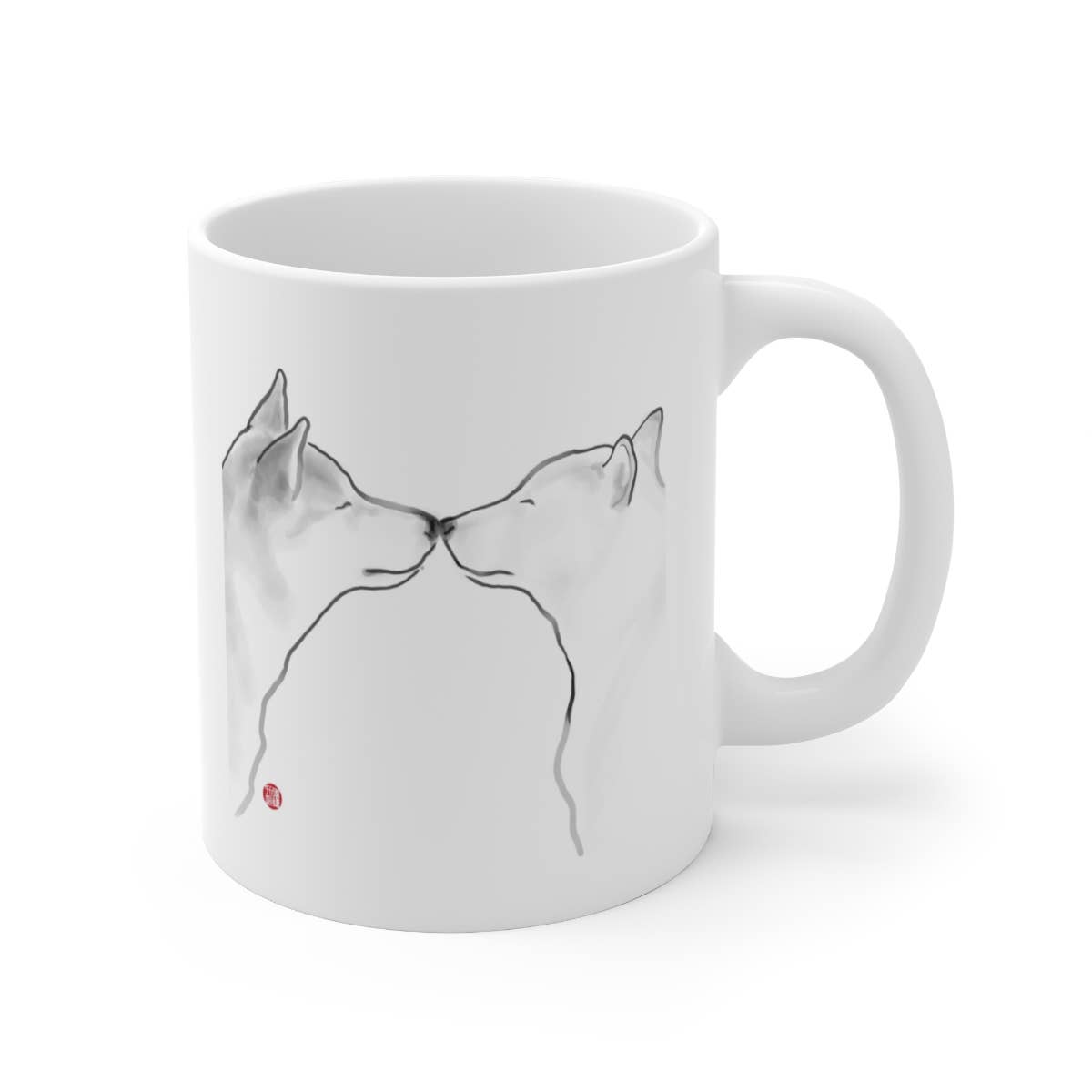 LOVE Shiba Inu Couple Mug | Sumi-e Ink Pet Gift Vday
