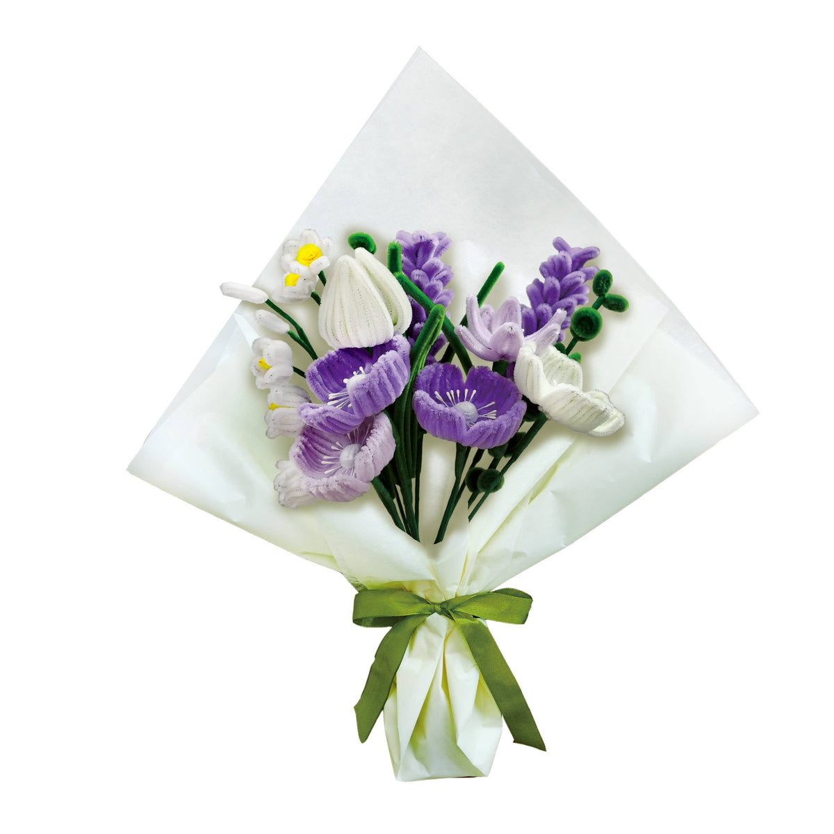 DIY Chenille Flower Bouquet Kit – Purple Mix
