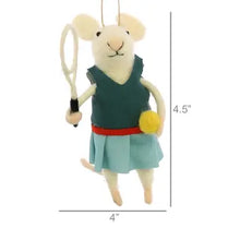 Load image into Gallery viewer, Felt Mouse Ornament - Tennis Player Gal
