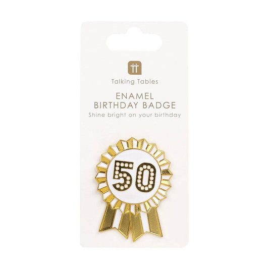 Gold Enamel Birthday Pin Badge | 50 | Milestone Birthday |