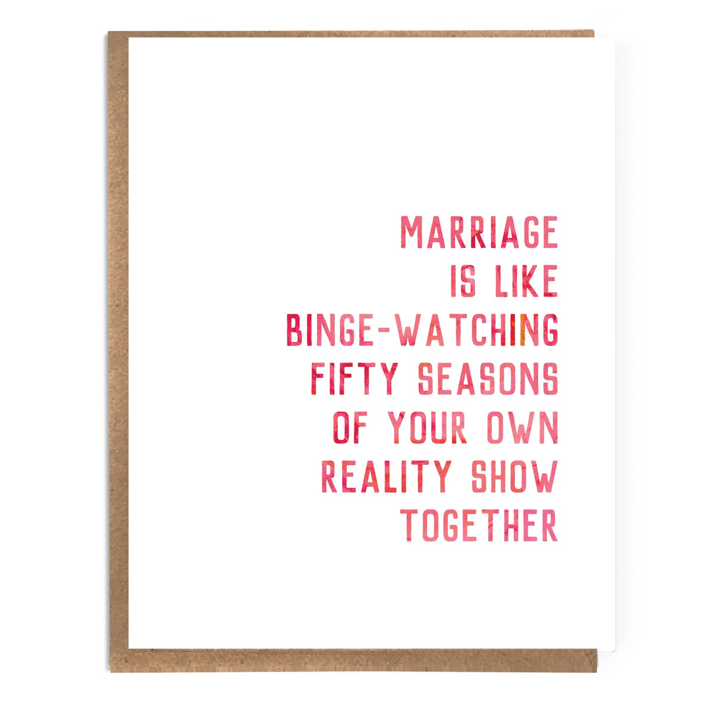 Funny Wedding Card; Anniversary; Binge Watching Reality Show