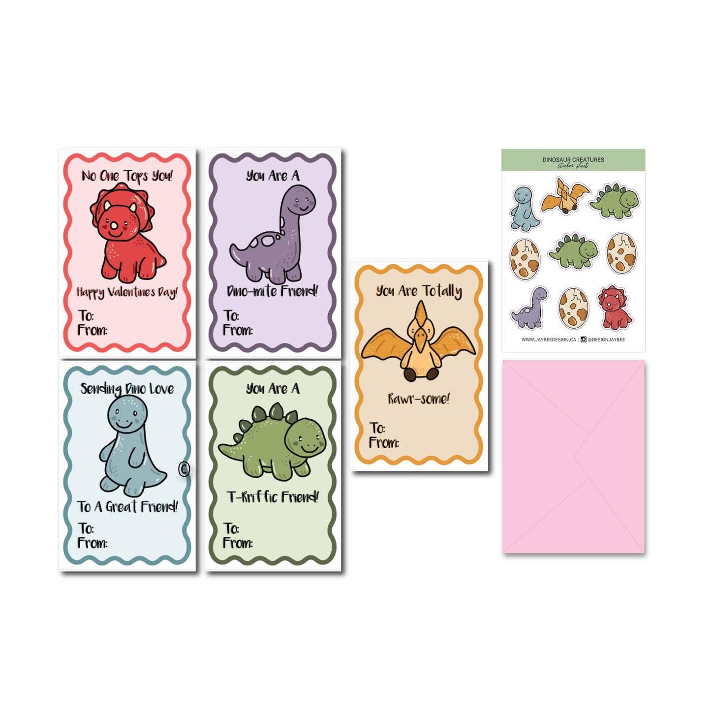 Dinosaur Valentine Set - Card Set