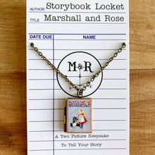 Load image into Gallery viewer, Book Locket Alice In Wonderland - Gray with Rabbit
