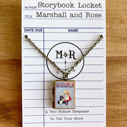 Book Locket Alice In Wonderland - Gray with Rabbit - Front & Company: Gift Store