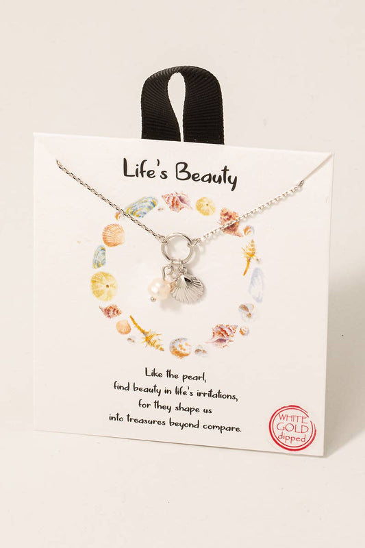 Pearl Seashell Charm Necklace