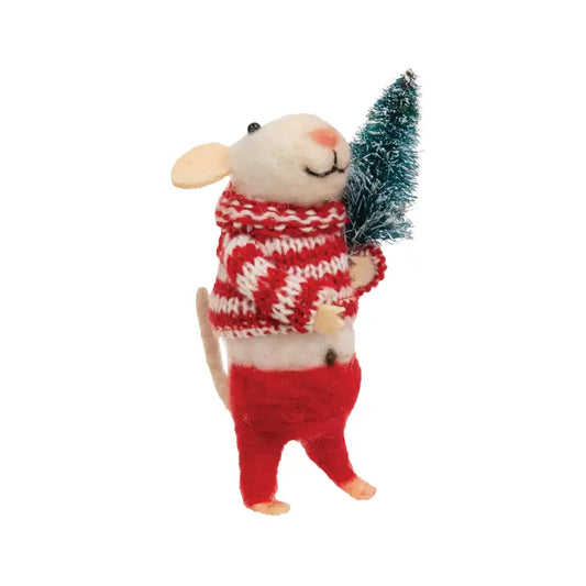 Felt Mouse Ornament - Christmas Mouse Felted Ornament