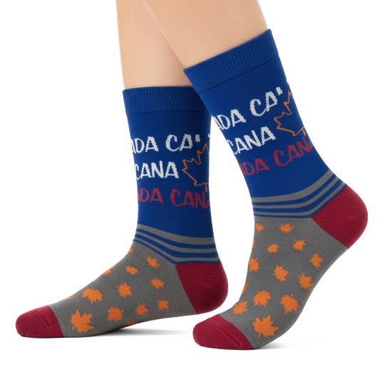 Canada Maple Leaf Crew Socks, Colorful Canadian Flag Graphic Travel Souvenir