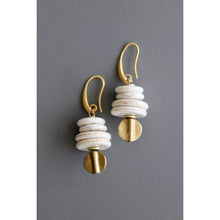 Load image into Gallery viewer, BKNE05 White magnesite and brass earrings
