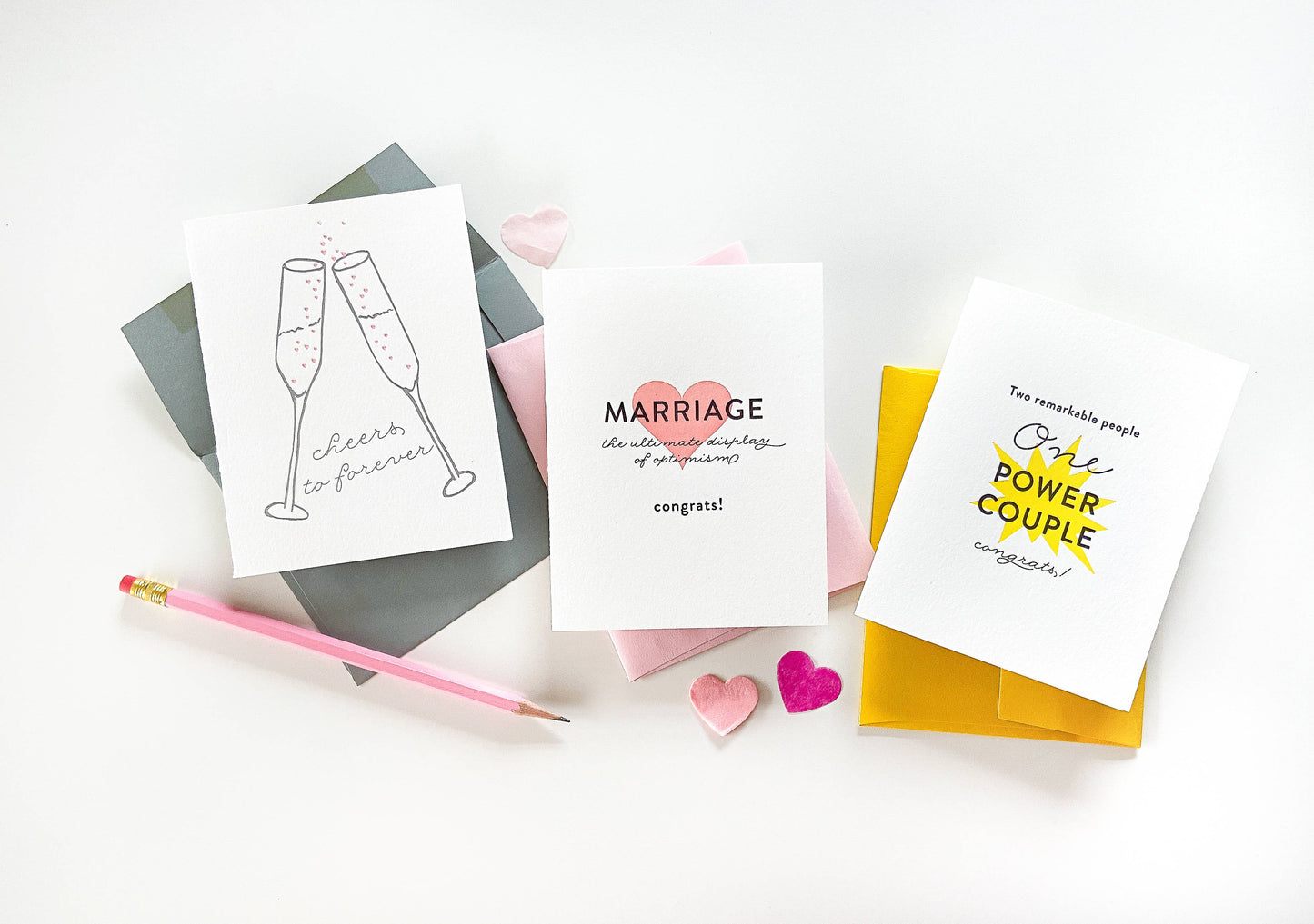 Power Couple - Letterpress Wedding Marriage Congrats Card