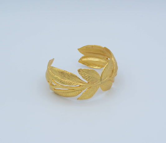 Gold Plated Brass Laurel Leaf Cuff