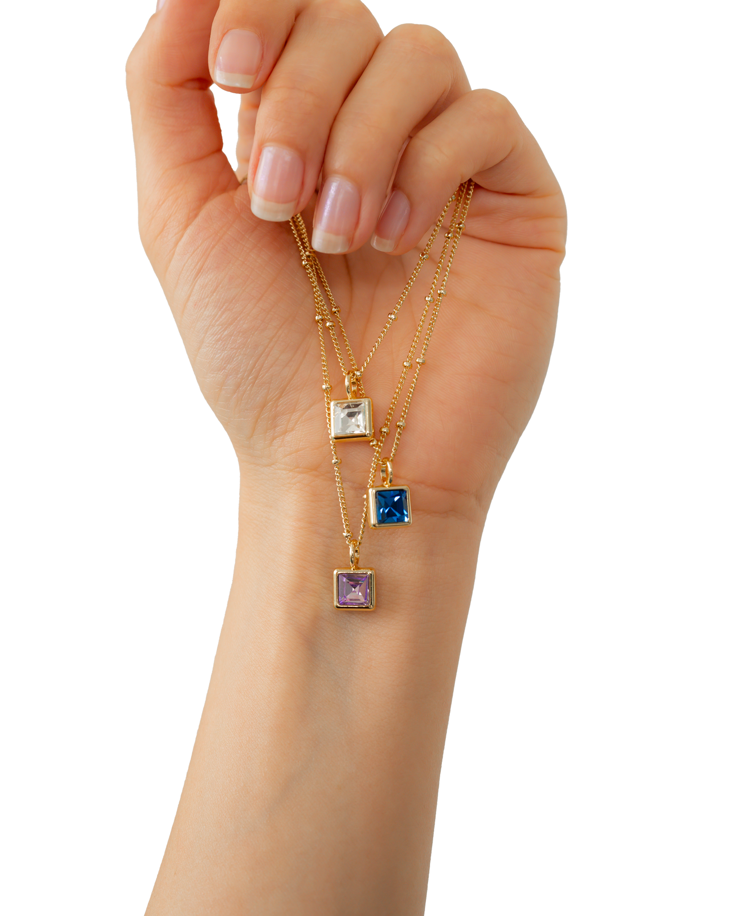 Birthstone Bottle with Square Pendant
