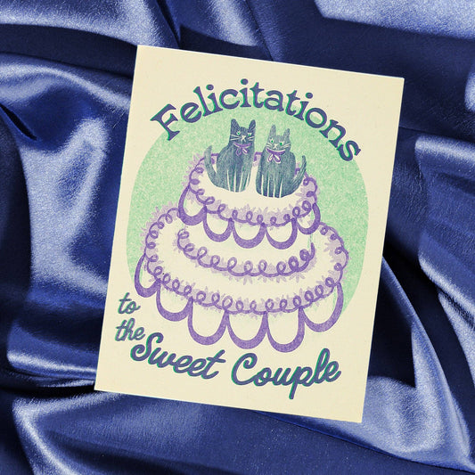 Felicitations to the Sweet Couple - Risograph Wedding Card