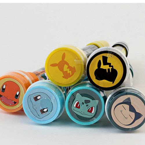 Pokemon Bubble Stamp + Ballpoint Pen + Bubble Wand