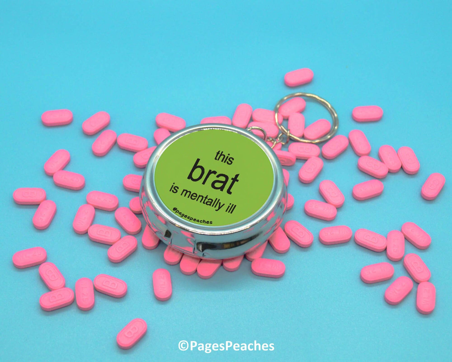 Brat Pill Case Keychain Travel Medication Organizer