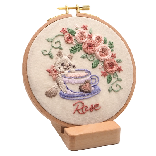 DIY Embroidery Kit Rose Tea from Cat & Tea Collection