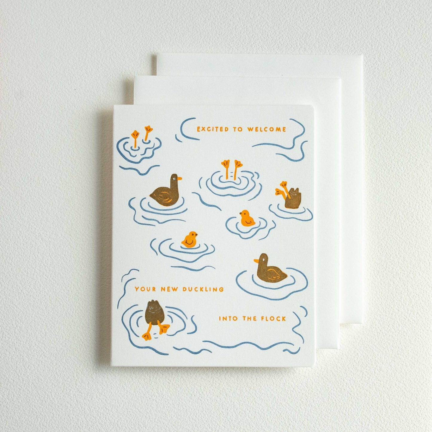Duckling Flock | New Baby | Letterpress Card