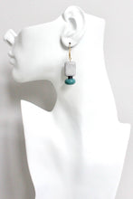 Load image into Gallery viewer, HYLE21 Turquoise and gray earrings
