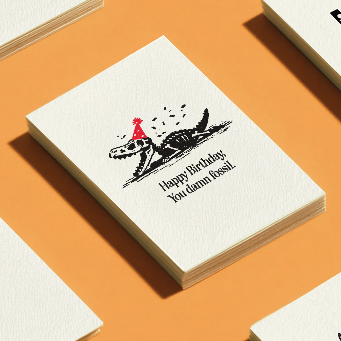 Snarky Dinosaur Fossil - A2 Birthday Greeting Card