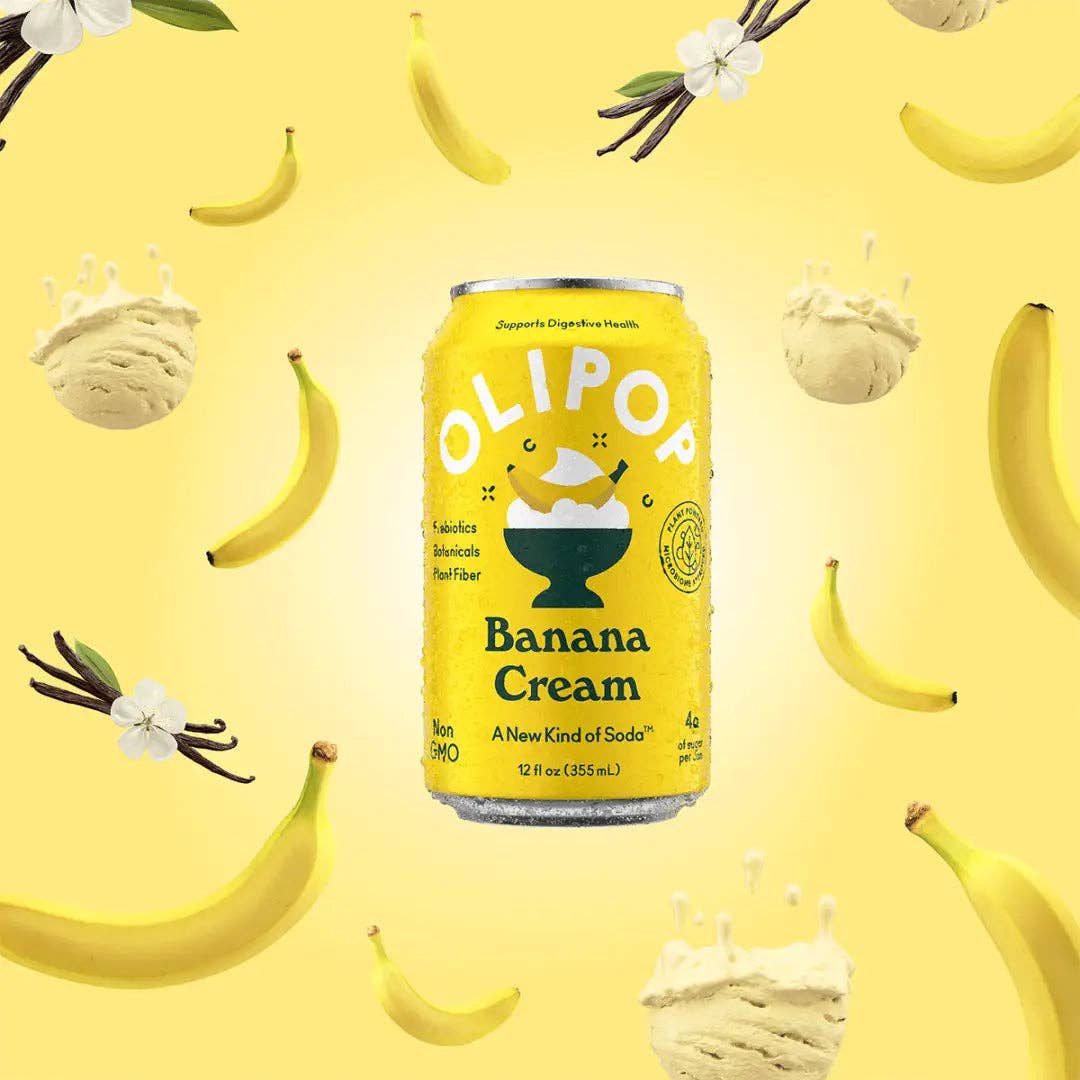 OLIPOP Prebiotic Soda, Banana Cream, 12 fl oz