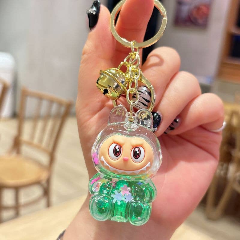 Shiny quicksand labubu keychain bag pendant small gift