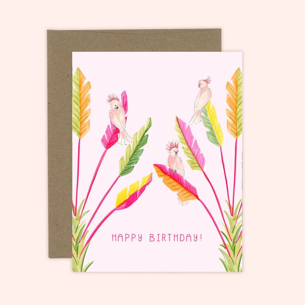 Pink Cockatoo Birthday Card