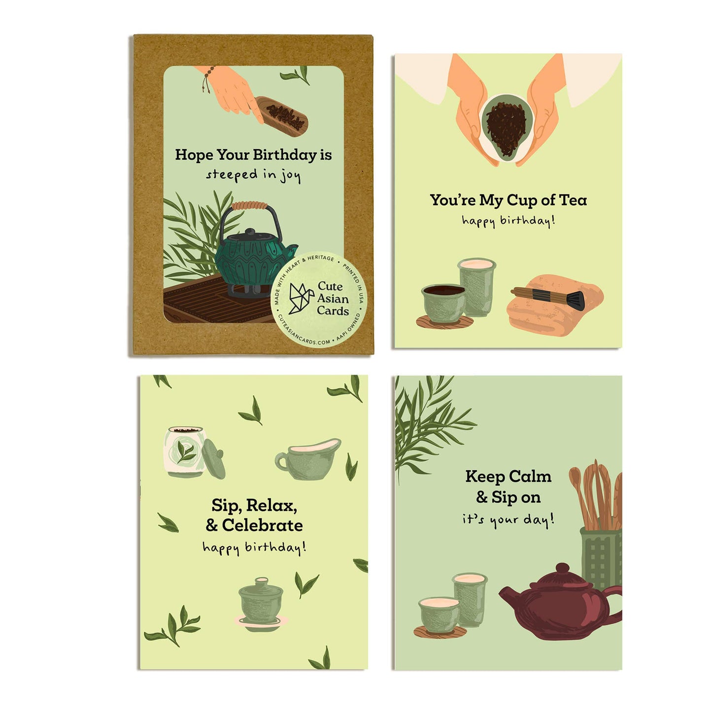 Green Tea  Assorted Birthday Cards