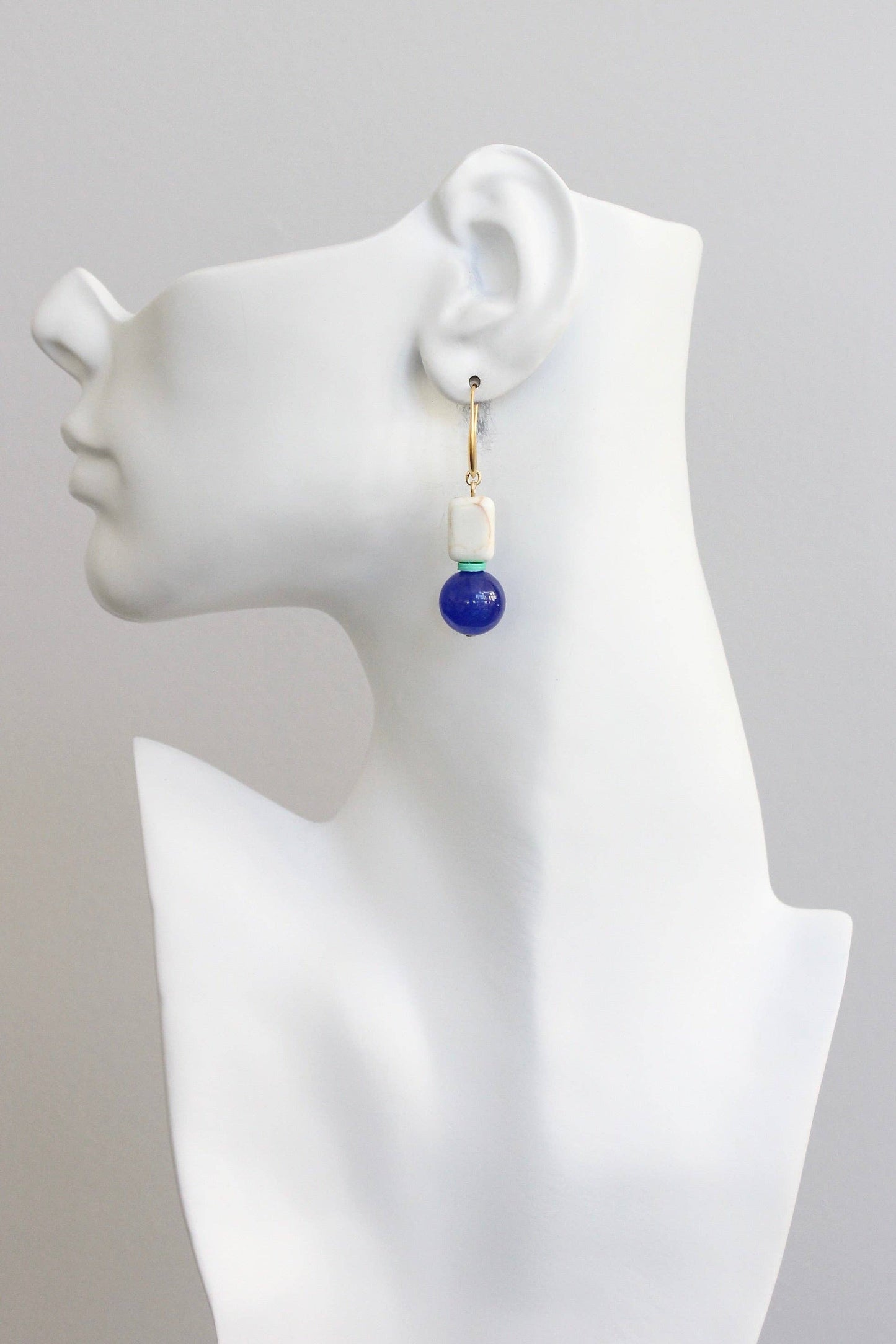 KYLE19 cobalt and white earrings