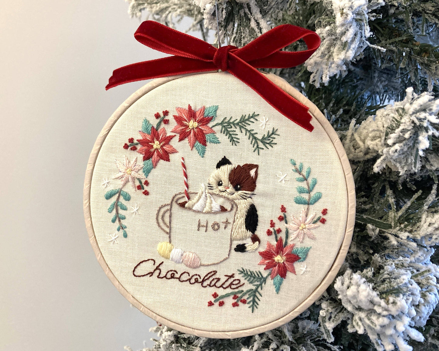 DIY Embroidery Kit Hot Chocolate from Cat & Tea Collection
