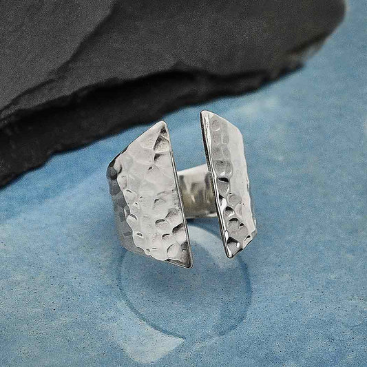Sterling Silver or Bronze Adjustable Hammered Shield Ring