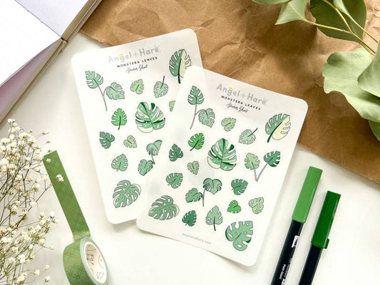 Monstera Leaves Sticker Sheet | Clear Frosted Matte