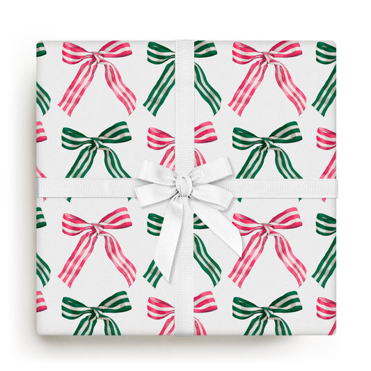 Ribbon Candy Bows Roll of Gift Wrap | Holiday Wrapping Paper