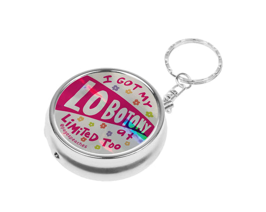 Lobotomy Pill Case Keychain Travel Medication Organizer