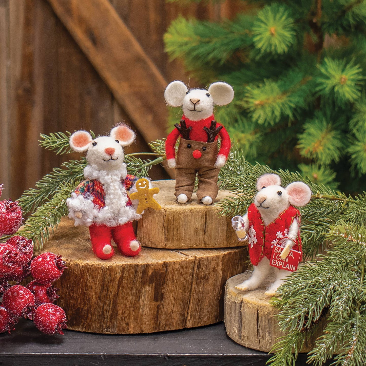 Reindeer Pants Mouse Felted Ornament