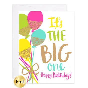 Glitter Balloons Birthday Card - Front and Company: Gifts