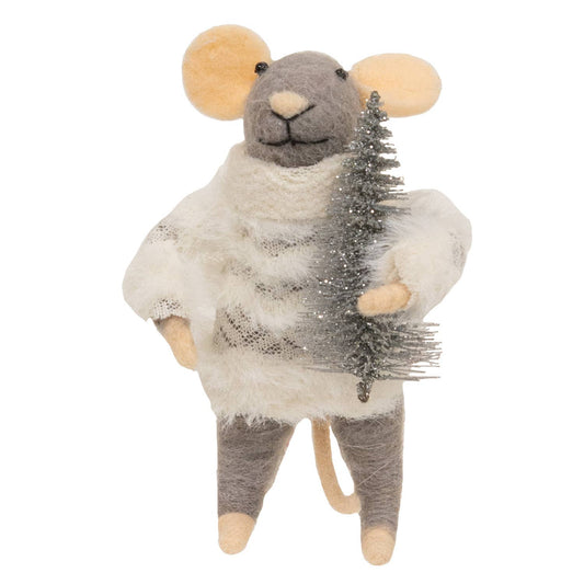 Festive Mouse with Tree Felted Ornament