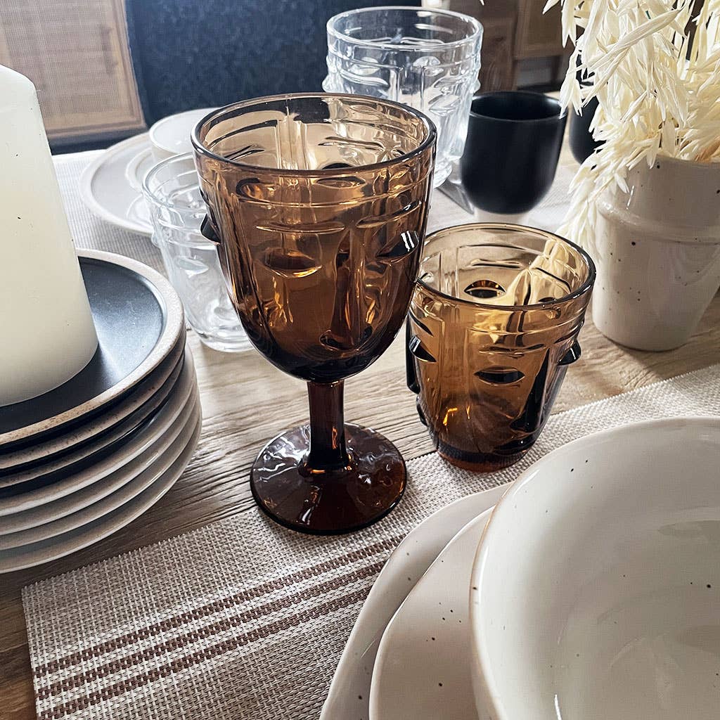 Amber Face Glass D8 H16.5cm